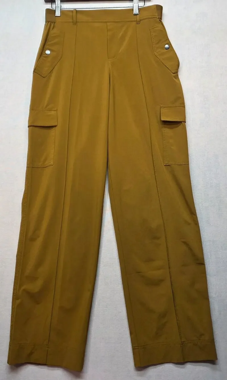 Athleta Vienna NWOT Cargo Pants Sz 10 Mustard Gold Travel Utility Wide-leg